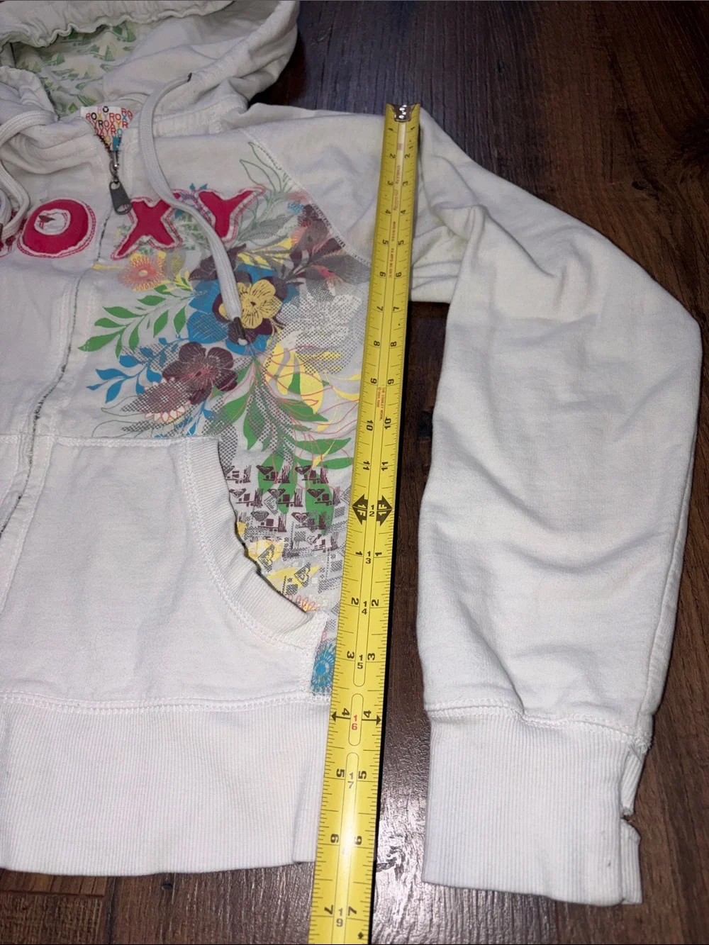 Roxy Zip Up Hoodie with Pink Logo and Multicolor Floral Print - Picture 11 of 14